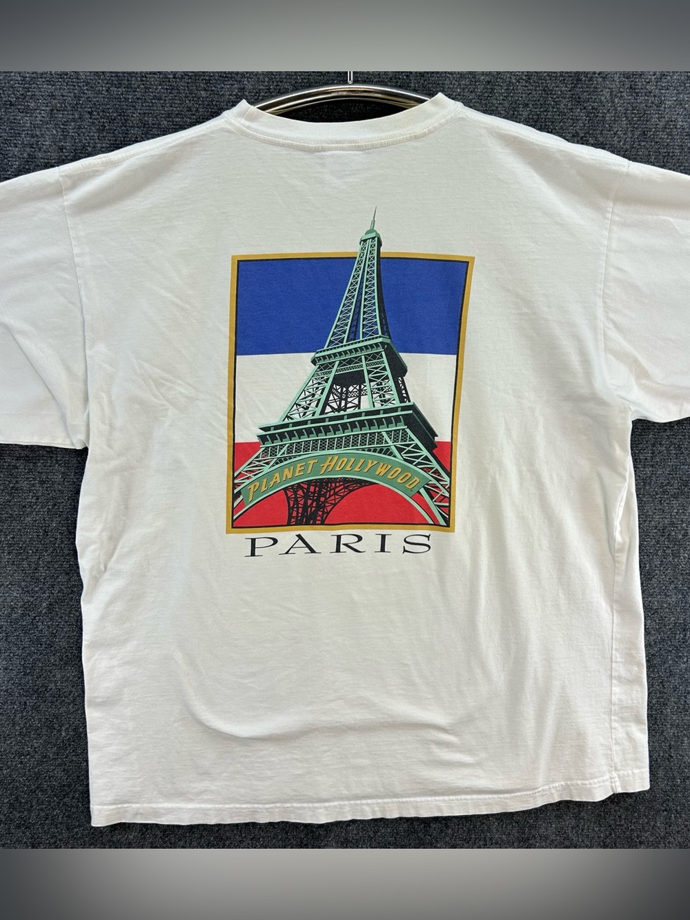 Vintage Planet Hollywood Paris T-shirt XL White 2-sided Retro Destination Casual